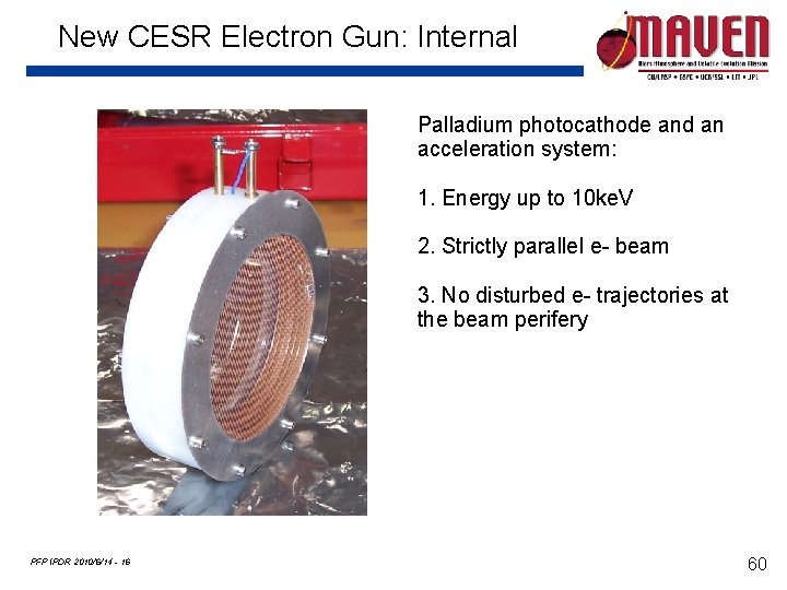 New CESR Electron Gun: Internal Palladium photocathode and an acceleration system: 1. Energy up