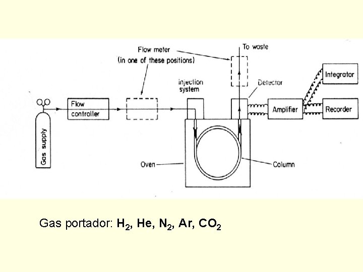 Gas portador: H 2, He, N 2, Ar, CO 2 