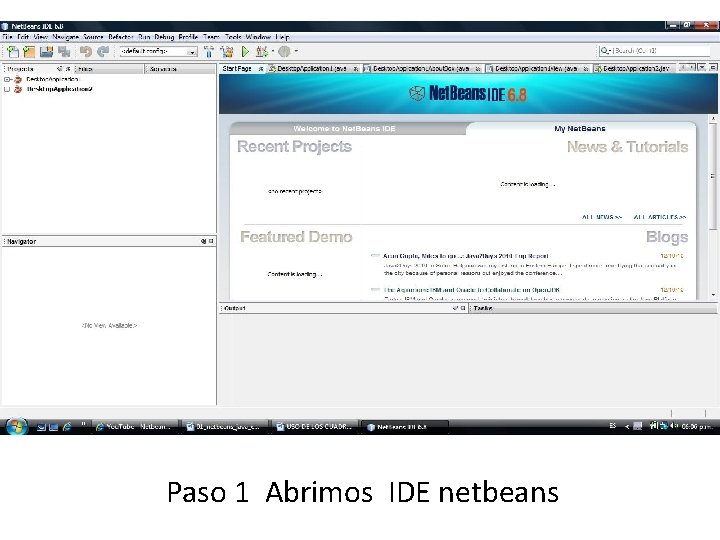 Paso 1 Abrimos IDE netbeans 
