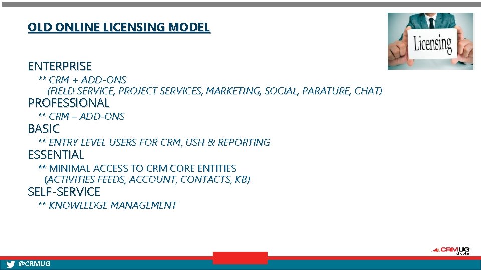 OLD ONLINE LICENSING MODEL ENTERPRISE ** CRM + ADD-ONS (FIELD SERVICE, PROJECT SERVICES, MARKETING,