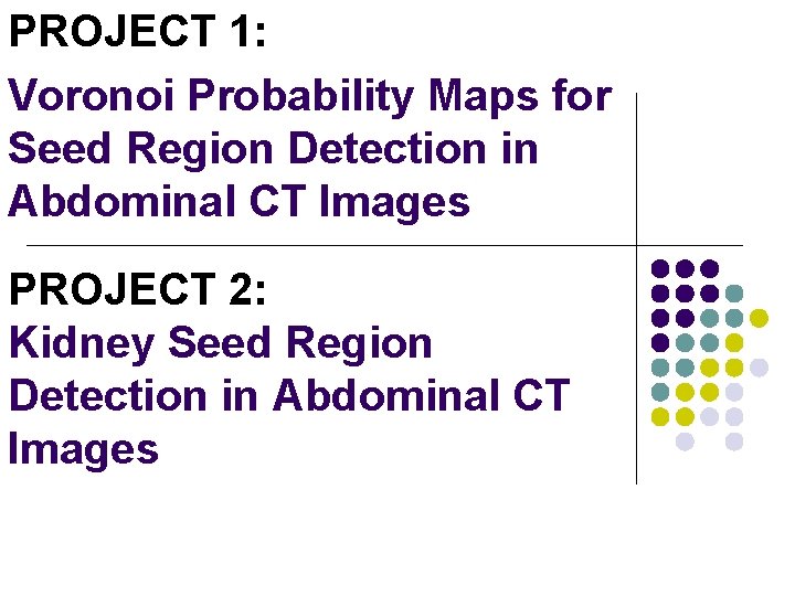 PROJECT 1: Voronoi Probability Maps for Seed Region Detection in Abdominal CT Images PROJECT