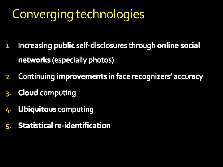 Converging technologies 1. 2. 3. 4. 5. Converging technologies 1. 2. 3. 4. 5.
