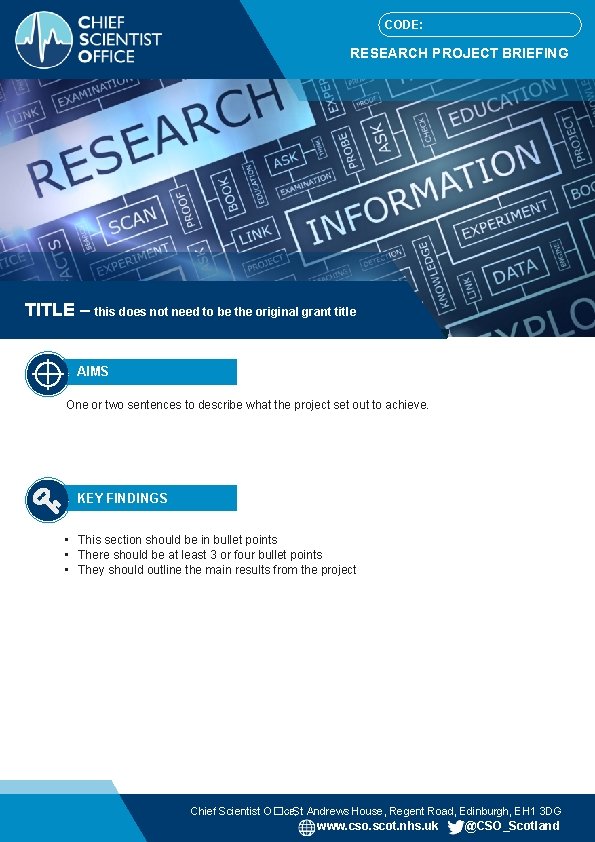 CODE: RESEARCH PROJECT BRIEFING TITLE – this does not need to be the original