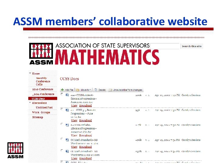 ASSM members’ collaborative website 