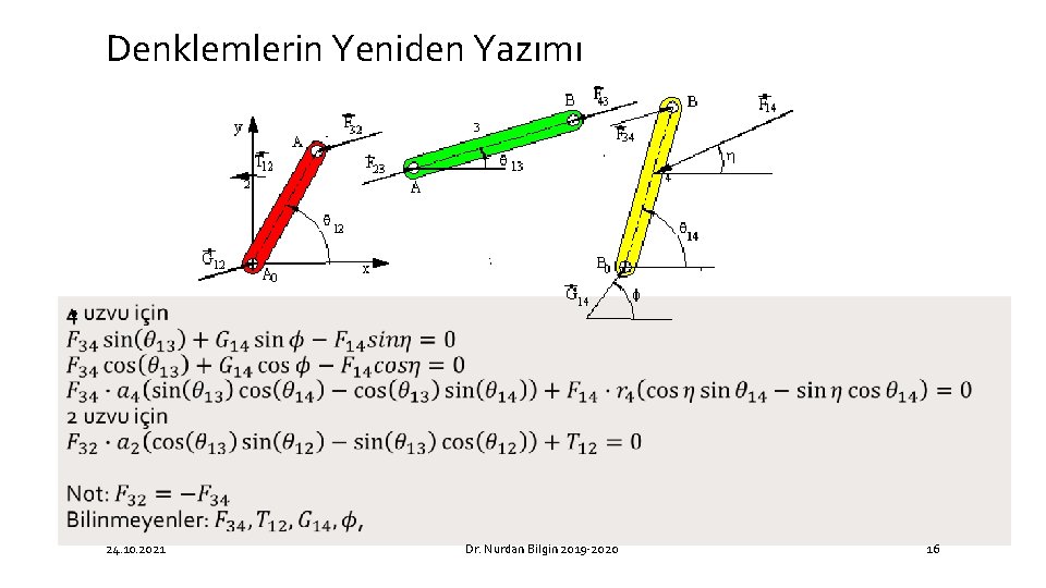 Denklemlerin Yeniden Yazımı • 24. 10. 2021 Dr. Nurdan Bilgin 2019 -2020 16 