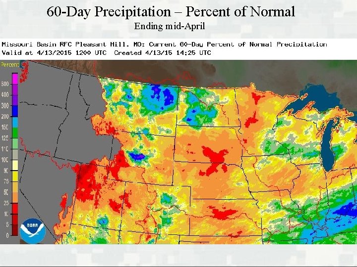 60 -Day Precipitation – Percent of Normal Ending mid-April 