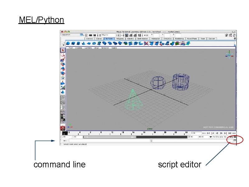 MEL/Python command line script editor 