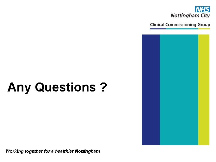 Any Questions ? Working together for a healthier Nottingham 