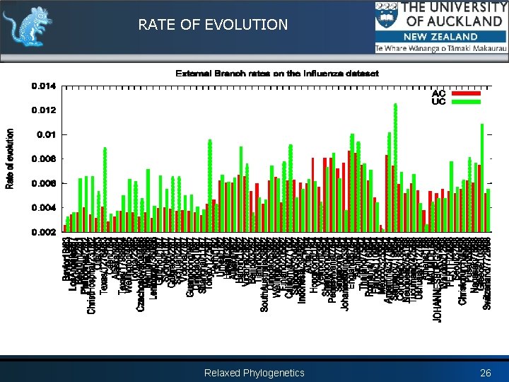 RATE OF EVOLUTION Relaxed Phylogenetics 26 