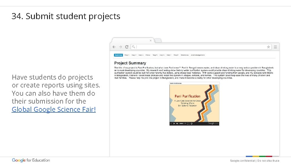 34. Submit student projects Have students do projects or create reports using sites. You