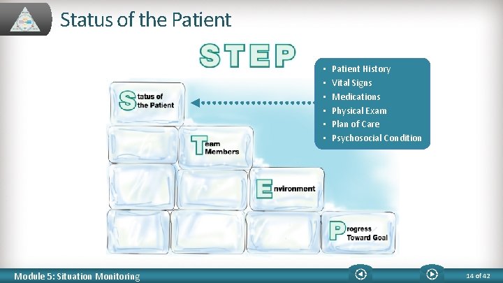 Status of the Patient • • • Module 5: Situation Monitoring Patient History Vital