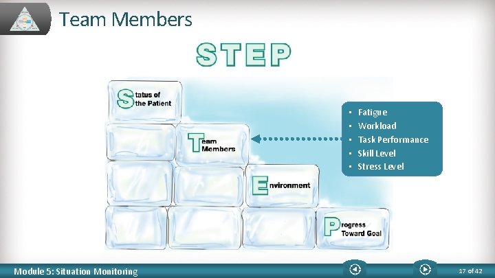 Team Members • • • Module 5: Situation Monitoring Fatigue Workload Task Performance Skill