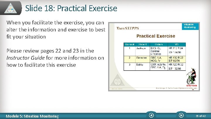 Slide 18: Practical Exercise When you facilitate the exercise, you can alter the information