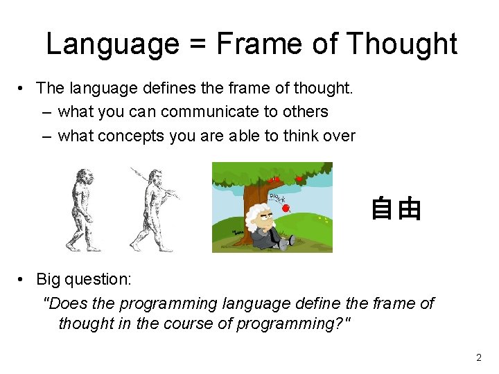 Language = Frame of Thought • The language defines the frame of thought. –