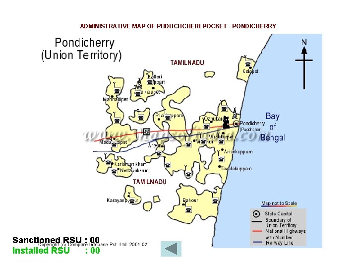 ADMINISTRATIVE MAP OF PUDUCHCHERI POCKET - PONDICHERRY Sanctioned RSU : 00 Installed RSU :