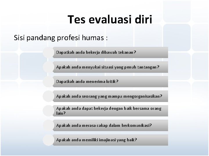 Tes evaluasi diri Sisi pandang profesi humas : Dapatkah anda bekerja dibawah tekanan? Apakah