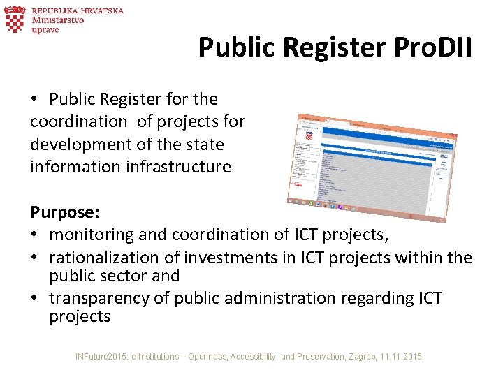 Public Register Pro. DII • Public Register for the coordination of projects for development