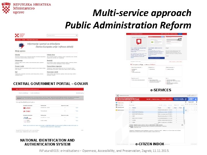 Multi-service approach Public Administration Reform CENTRAL GOVERNMENT PORTAL – GOV. HR e-SERVICES NATIONAL IDENTIFICATION