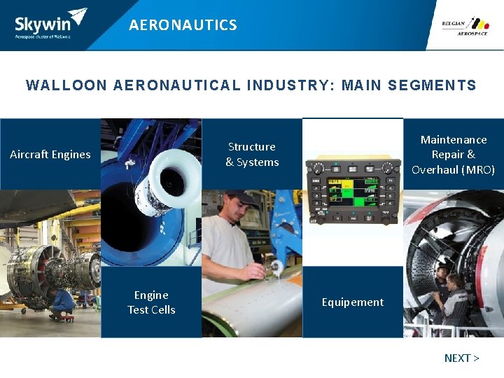AERONAUTICS WALLOON AERONAUTICAL INDUSTRY: MAIN SEGMEN TS Maintenance Repair & Overhaul (MRO) Structure &
