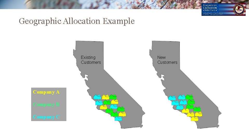Geographic Allocation Example Existing Customers Company A Company B Company C New Customers Geographic Allocation Example Existing Customers Company A Company B Company C New Customers