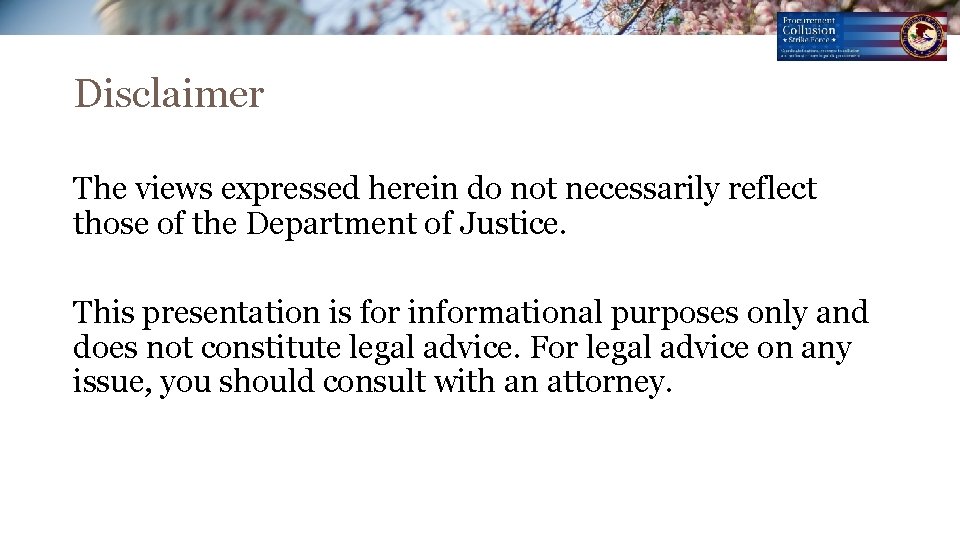 Disclaimer The views expressed herein do not necessarily reflect those of the Department of Disclaimer The views expressed herein do not necessarily reflect those of the Department of