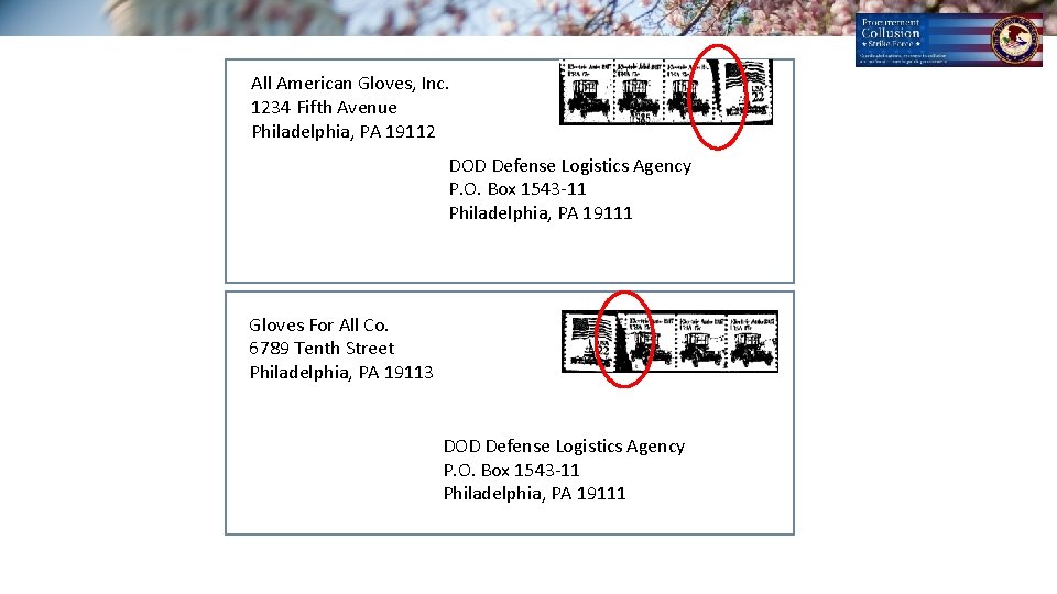 All American Gloves, Inc. 1234 Fifth Avenue Philadelphia, PA 19112 DOD Defense Logistics Agency All American Gloves, Inc. 1234 Fifth Avenue Philadelphia, PA 19112 DOD Defense Logistics Agency
