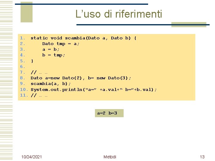 L’uso di riferimenti 1. 2. 3. 4. 5. 6. 7. 8. 9. 10. 11.