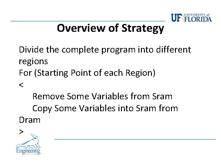 Overview of Strategy Divide the complete program into different regions For (Starting Point of Overview of Strategy Divide the complete program into different regions For (Starting Point of