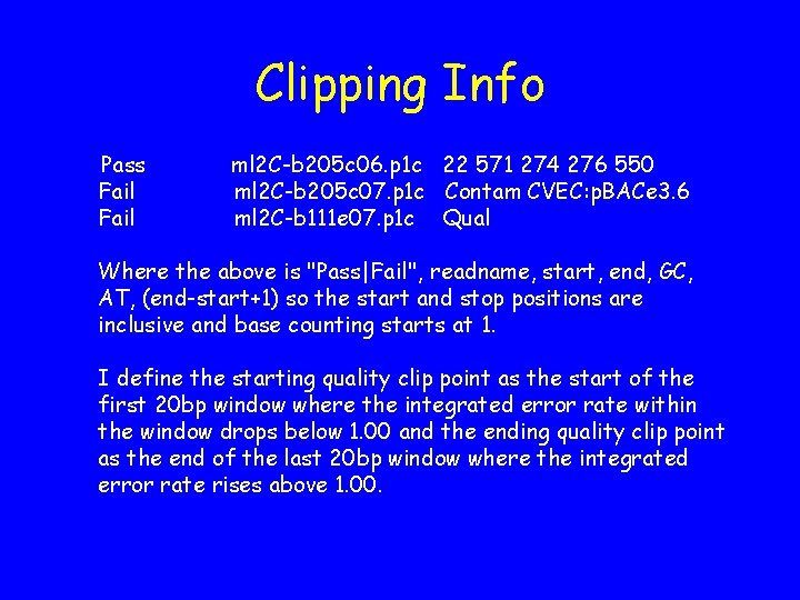 Clipping Info Pass Fail ml 2 C-b 205 c 06. p 1 c 22