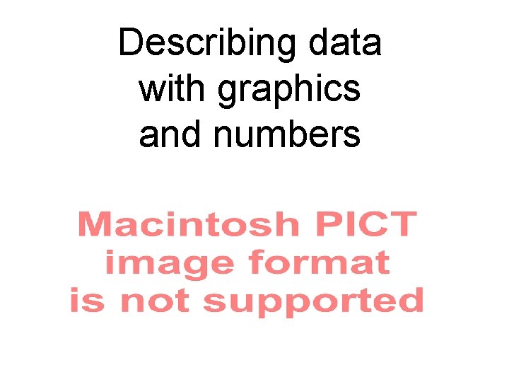 Describing data with graphics and numbers Describing data with graphics and numbers