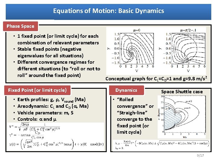 Equations of Motion: Basic Dynamics Phase Space • 1 fixed point (or limit cycle)