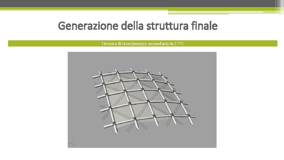 Generazione della struttura finale Sistema di rivestimento secondario in ETFE 