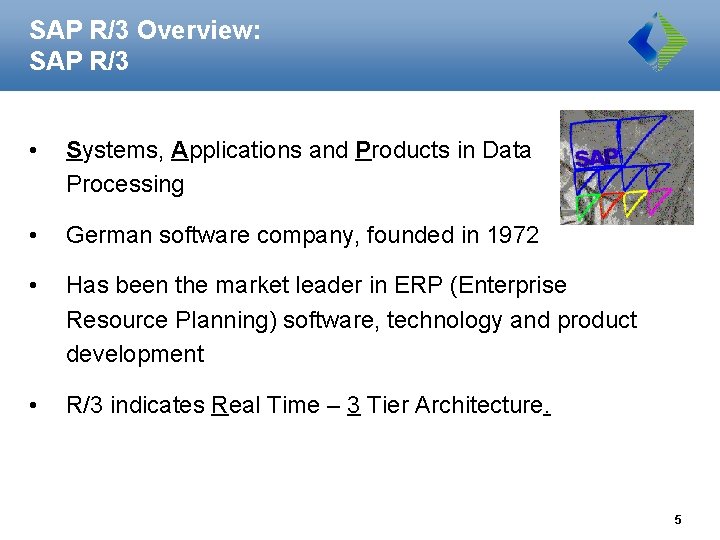 Introduction to SAP September 30 2003 SAP Overview