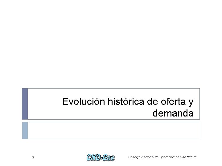 Evolución histórica de oferta y demanda 3 Consejo Nacional de Operación de Gas Natural