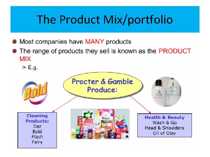 The Product Mix/portfolio 