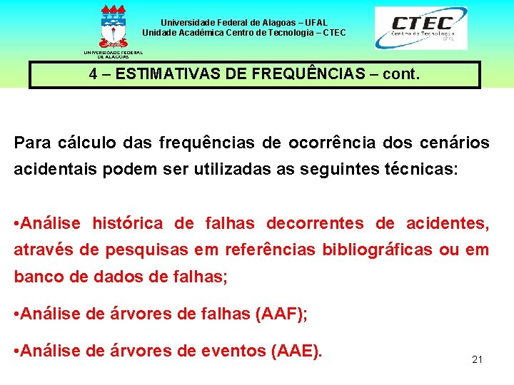 Universidade Federal de Alagoas – UFAL Unidade Acadêmica Centro de Tecnologia – CTEC 4