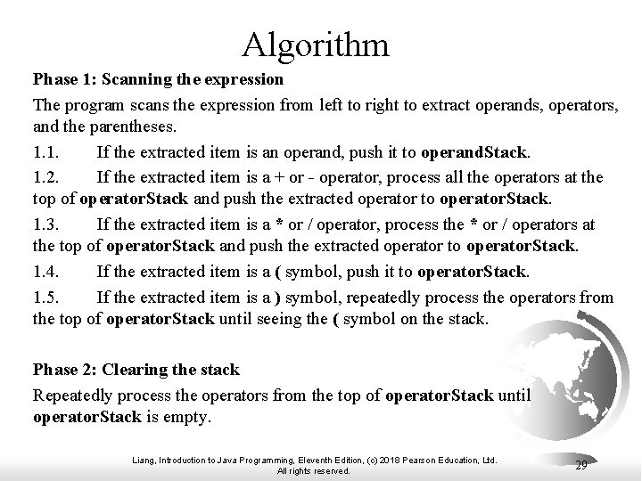 Algorithm Phase 1: Scanning the expression The program scans the expression from left to