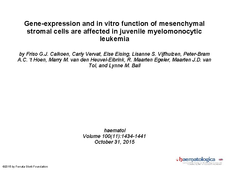 Gene-expression and in vitro function of mesenchymal stromal cells are affected in juvenile myelomonocytic