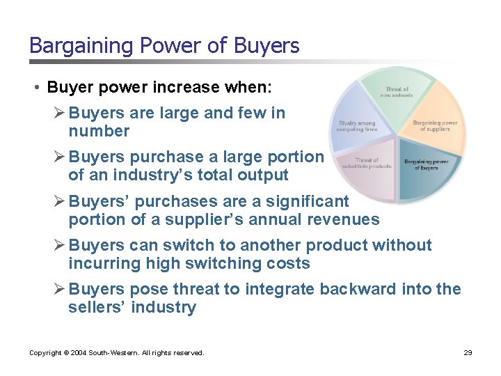 Bargaining Power of Buyers • Buyer power increase when: Ø Buyers are large and Bargaining Power of Buyers • Buyer power increase when: Ø Buyers are large and