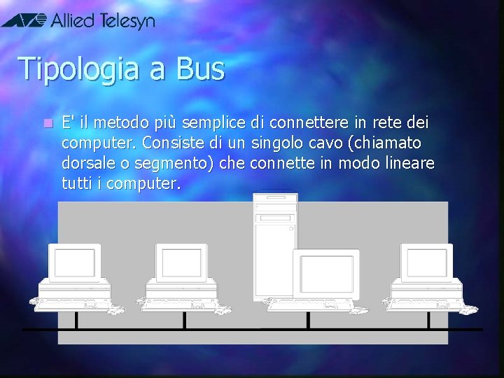 Tipologia a Bus n E' il metodo più semplice di connettere in rete dei
