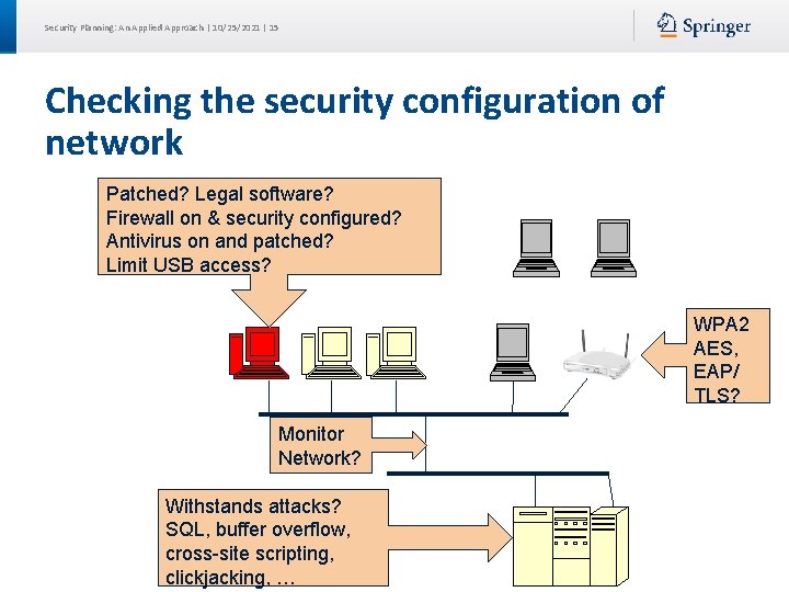 Security Planning: An Applied Approach | 10/25/2021 | 15 Checking the security configuration of
