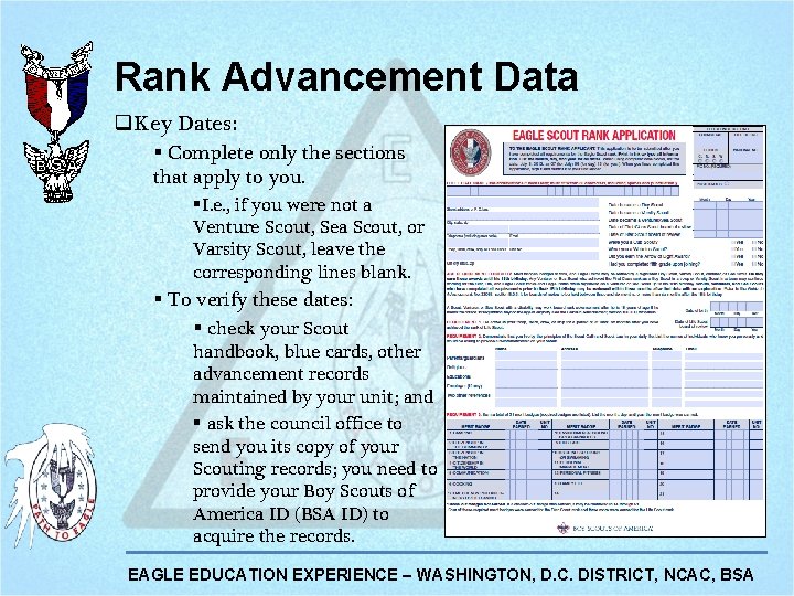 Rank Advancement Data q. Key Dates: § Complete only the sections that apply to Rank Advancement Data q. Key Dates: § Complete only the sections that apply to