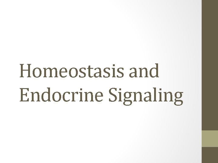 Homeostasis and Endocrine Signaling 