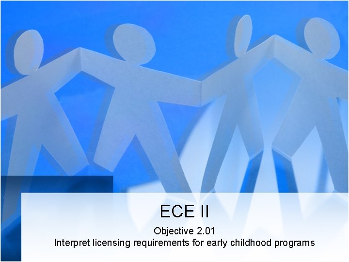 ECE II Objective 2. 01 Interpret licensing requirements for early childhood programs 