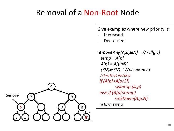 Removal of a Non-Root Node Give examples where new priority is: - Increased -