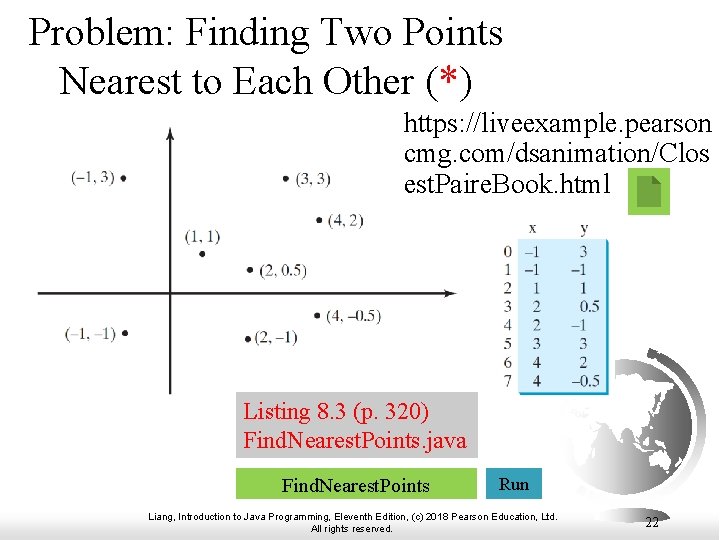 Problem: Finding Two Points Nearest to Each Other (*) https: //liveexample. pearson cmg. com/dsanimation/Clos