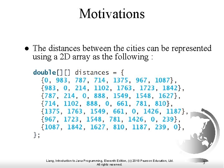 Motivations l The distances between the cities can be represented using a 2 D