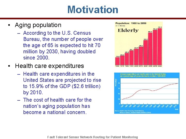 Motivation • Aging population – According to the U. S. Census Bureau, the number