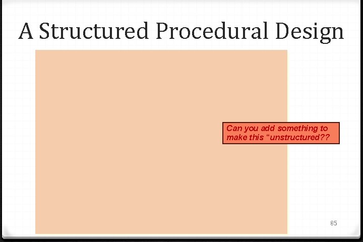 A Structured Procedural Design Can you add something to make this “unstructured? ? 85