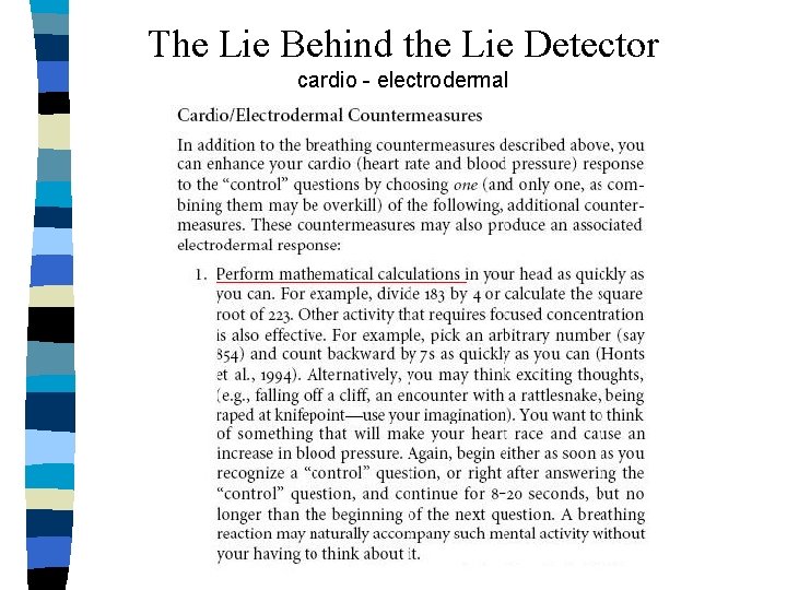 The Lie Behind the Lie Detector cardio - electrodermal 